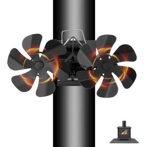 Unbranded Perfect Wall-Mounted 6-Head 12-Blade Fireplace Fan - Double-End Chimney Thermody Unbranded Perfect Wall-Mounted 6-Head 12-Blade Fireplace Fan - Double-End Chimney Thermody