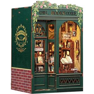χωρίς σήμα DIY Book Nook Owl Bookstore Kit, with Light Model Kits for Adults χωρίς σήμα DIY Book Nook Owl Bookstore Kit, with Light Model Kits for Adults