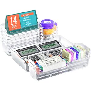 Unbranded 14 Pcs Clear Drawer Organiser Makeup Organiser Tray for Drawers Unbranded 14 Pcs Clear Drawer Organiser Makeup Organiser Tray for Drawers