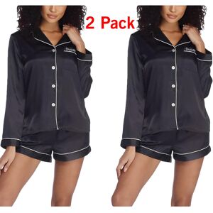 True Face (Black - 2 Pack, XL) 2 Pack Womens Satin Pyjamas Silk Nightwear PJs Set True Face (Black - 2 Pack, XL) 2 Pack Womens Satin Pyjamas Silk Nightwear PJs Set