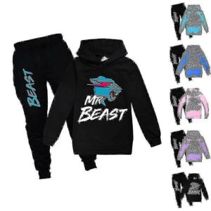 Kikidex (Black, 7-8 Years) Beast Cat 's Printed Sportswear Set Casual Hoodie Top+pants S Kikidex (Black, 7-8 Years) Beast Cat 's Printed Sportswear Set Casual Hoodie Top+pants S