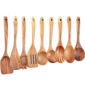 Spactz Wooden Kitchen Utensils Set,9 Pcs for Cooking, Cooking Non-Stick Pan Spactz Wooden Kitchen Utensils Set,9 Pcs for Cooking, Cooking Non-Stick Pan