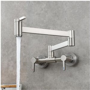 Unbranded (Brushed Nickle) Brass Double Handle Wall Mounted Gold Kitchen Pot Filler Foldin Unbranded (Brushed Nickle) Brass Double Handle Wall Mounted Gold Kitchen Pot Filler Foldin