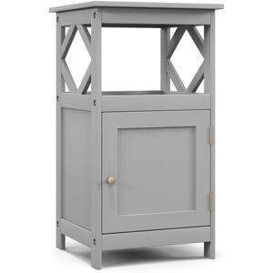 Costway Bathroom Floor Cabinet Single Door Storage Organizer Cabinet-Grey Costway Bathroom Floor Cabinet Single Door Storage Organizer Cabinet-Grey
