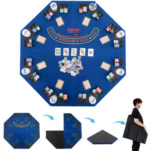 Costway 120cm 8-Player Foldable Poker Table Top w/Carrying Bag&Cup Holders-Blue Costway 120cm 8-Player Foldable Poker Table Top w/Carrying Bag&Cup Holders-Blue