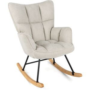 Costway Modern Linen Rocking Accent Chair Upholstered Glider Rocker Armchair Costway Modern Linen Rocking Accent Chair Upholstered Glider Rocker Armchair