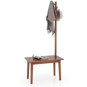 Costway Solid Wood Coat Tree 2-in-1 Freestanding Hanger Stand End Table with Coat Rack Costway Solid Wood Coat Tree 2-in-1 Freestanding Hanger Stand End Table with Coat Rack