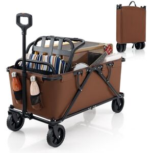 Costway Collapsible Foldable Wagon Heavy-Duty Wagon Cart w/ Adjustable Handlebar Costway Collapsible Foldable Wagon Heavy-Duty Wagon Cart w/ Adjustable Handlebar