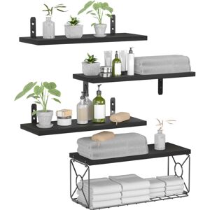 Unbranded (Black) Floating Shelves Set of 4 Rustic Mounted Shelf Unbranded (Black) Floating Shelves Set of 4 Rustic Mounted Shelf