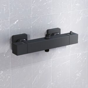 Nes Home Square Matte Black Thermostatic Shower Bar Valve Double Outlet Nes Home Square Matte Black Thermostatic Shower Bar Valve Double Outlet