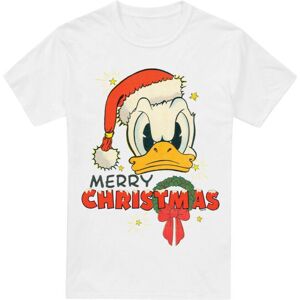(L, White) Disney Mens Merry Christmas Donald Duck T-Shirt (L, White) Disney Mens Merry Christmas Donald Duck T-Shirt