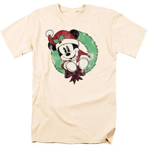 (L, Natural) Disney Mens Mickey Mouse Vintage Wreath Christmas T-Shirt (L, Natural) Disney Mens Mickey Mouse Vintage Wreath Christmas T-Shirt