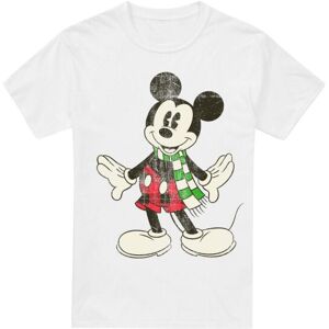 (M, White) Disney Mens Mickey Mouse Retro Scarf Christmas T-Shirt (M, White) Disney Mens Mickey Mouse Retro Scarf Christmas T-Shirt