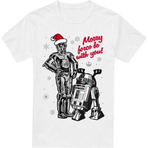 (S, White) Star Wars Mens Merry Christmas Droids T-Shirt (S, White) Star Wars Mens Merry Christmas Droids T-Shirt