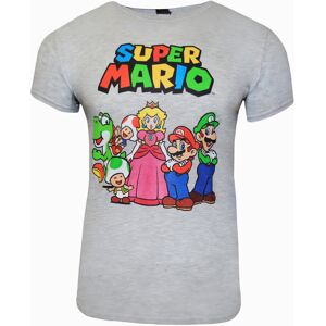 (S, Grey Heather) Super Mario Unisex Adult Group Shot T-Shirt (S, Grey Heather) Super Mario Unisex Adult Group Shot T-Shirt