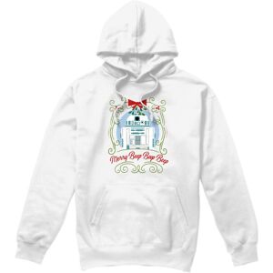(S, White) Star Wars Mens Merry Beep Boop Beep R2-D2 Christmas Hoodie (S, White) Star Wars Mens Merry Beep Boop Beep R2-D2 Christmas Hoodie