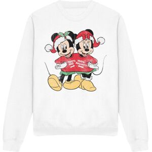 (S, White) Disney Unisex Adult Mickey & Minnie Mouse Christmas Sweater Sweatshir (S, White) Disney Unisex Adult Mickey & Minnie Mouse Christmas Sweater Sweatshir