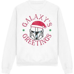 (XXL, White) Star Wars: The Mandalorian Unisex Adult Galaxy's Greeting Sweatshir (XXL, White) Star Wars: The Mandalorian Unisex Adult Galaxy's Greeting Sweatshir