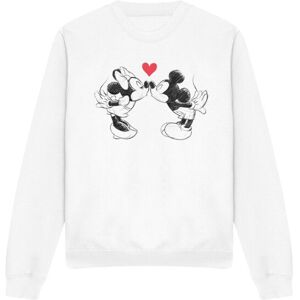 (L, White) Disney Unisex Adult Mickey & Minnie Mouse Kiss Sketch Valentine's Day (L, White) Disney Unisex Adult Mickey & Minnie Mouse Kiss Sketch Valentine's Day