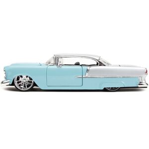 Jada 1955 Chevrolet Bel Air Light Blue and Silver Metallic Bad Guys Bigtime Muscle Se Jada 1955 Chevrolet Bel Air Light Blue and Silver Metallic Bad Guys Bigtime Muscle Se