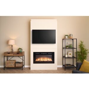Adam Pre-Built Media Wall 1 with Orlando Inset Wall Electric Fire Adam Pre-Built Media Wall 1 with Orlando Inset Wall Electric Fire