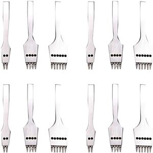 Tlily 12Pcs 4mm Leather Craft Round Hole Leather Puncher Detachable Seam Punching Chis Tlily 12Pcs 4mm Leather Craft Round Hole Leather Puncher Detachable Seam Punching Chis