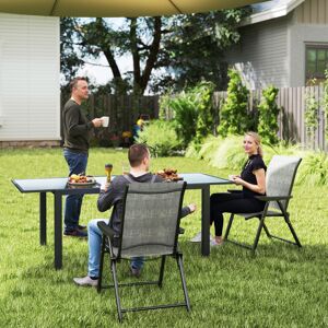 Outsunny Folding Garden Dining Chairs Set of 2 with Mesh Seat, Black Grey Outsunny Folding Garden Dining Chairs Set of 2 with Mesh Seat, Black Grey