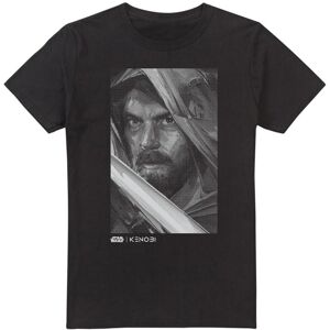 (L, Black) Star Wars Mens Obi Wan Kenobi Mono Portrait T-Shirt (L, Black) Star Wars Mens Obi Wan Kenobi Mono Portrait T-Shirt