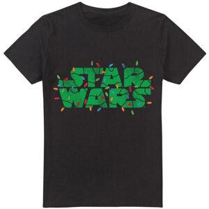 (S, Black) Star Wars Mens Christmas Lights Logo T-Shirt (S, Black) Star Wars Mens Christmas Lights Logo T-Shirt