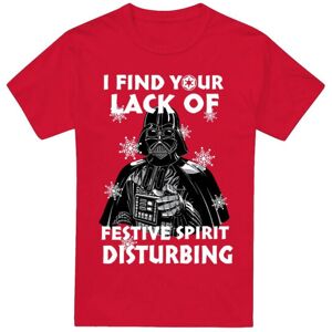 (S, Red) Star Wars Mens Lack Of Spirit Darth Vader Christmas T-Shirt (S, Red) Star Wars Mens Lack Of Spirit Darth Vader Christmas T-Shirt