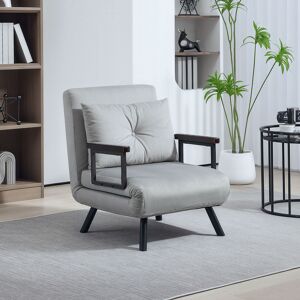 HOMCOM Click Clack Single Chair Bed Settee for Living Room, Light Grey HOMCOM Click Clack Single Chair Bed Settee for Living Room, Light Grey
