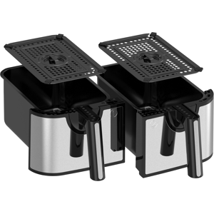 EMtronics 9L Double Air Fryer Drawer 1 (Left) and 2 (Right) - Stainless Steel EMtronics 9L Double Air Fryer Drawer 1 (Left) and 2 (Right) - Stainless Steel