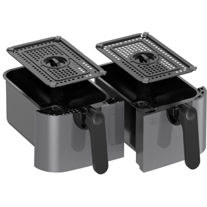 EMtronics 9L Double Basket Air Fryer Drawer 1 (Left) and 2 (Right) - Grey EMtronics 9L Double Basket Air Fryer Drawer 1 (Left) and 2 (Right) - Grey