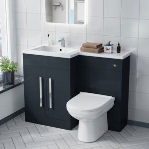 NES Home Aric 1100mm LH Grey Vanity with BTW Toilet, WC & Resin Basin Flat Pack NES Home Aric 1100mm LH Grey Vanity with BTW Toilet, WC & Resin Basin Flat Pack