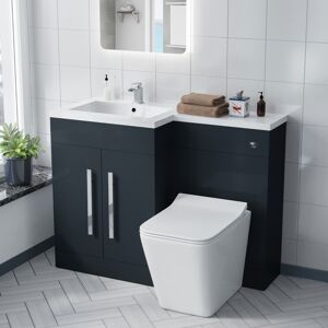 Nes Home RH Flat Pack White Basin Vanity Grey Unit, WC Unit & BTW Rimless Toilet Nes Home RH Flat Pack White Basin Vanity Grey Unit, WC Unit & BTW Rimless Toilet