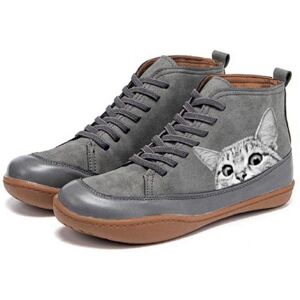 Unbranded (gray, 41) Printed cat Casual Shoes Women's European and American Round-toe Plat Unbranded (gray, 41) Printed cat Casual Shoes Women's European and American Round-toe Plat
