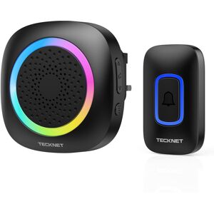 TeckNet Online Wireless Doorbell, Plug in Doorbell with RGB Light, IP66 Waterproof Portable Cor TeckNet Online Wireless Doorbell, Plug in Doorbell with RGB Light, IP66 Waterproof Portable Cor
