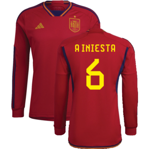 adidas (XL) 2022-2023 Spain Long Sleeve Home Shirt (A INIESTA 6) adidas (XL) 2022-2023 Spain Long Sleeve Home Shirt (A INIESTA 6)