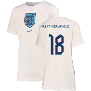 Nike (LB) 2022-2023 England Crest Tee (White) - Kids (Alexander Arnold 18) Nike (LB) 2022-2023 England Crest Tee (White) - Kids (Alexander Arnold 18)