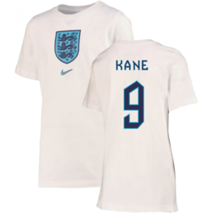 Nike (MB) 2022-2023 England Crest Tee (White) - Kids (Kane 9) Nike (MB) 2022-2023 England Crest Tee (White) - Kids (Kane 9)