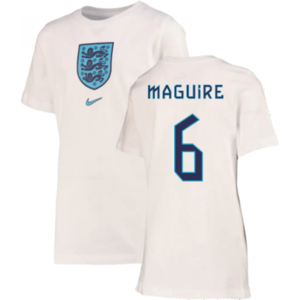 Nike (MB) 2022-2023 England Crest Tee (White) - Kids (Maguire 6) Nike (MB) 2022-2023 England Crest Tee (White) - Kids (Maguire 6)