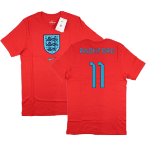 Nike (M) 2022-2023 England World Cup Crest Tee (Red) (Rashford 11) Nike (M) 2022-2023 England World Cup Crest Tee (Red) (Rashford 11)
