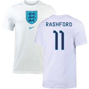 Nike (XXL) 2022-2023 England Crest Tee (White) (Rashford 11) Nike (XXL) 2022-2023 England Crest Tee (White) (Rashford 11)