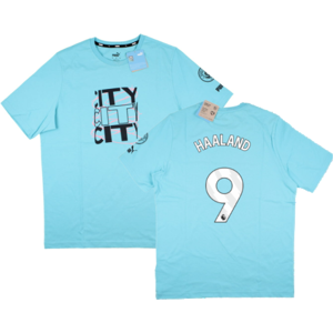 Puma (M) 2023-2024 Man City FtblCore Graphic Tee (Hero Blue) (HAALAND 9) Puma (M) 2023-2024 Man City FtblCore Graphic Tee (Hero Blue) (HAALAND 9)