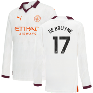 Puma (XXLB) 2023-2024 Man City Long Sleeve Away Shirt (Kids) (DE BRUYNE 17) Puma (XXLB) 2023-2024 Man City Long Sleeve Away Shirt (Kids) (DE BRUYNE 17)