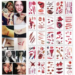 Unbranded 30pcs/set Waterproof Halloween Bloody Wound Tattoo Sticker Scary Lifelike Tempor Unbranded 30pcs/set Waterproof Halloween Bloody Wound Tattoo Sticker Scary Lifelike Tempor