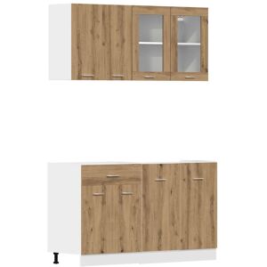 (artisian oak) vidaXL 4 Piece Kitchen Cabinet Set Chipboard Storage Cupboard Mul (artisian oak) vidaXL 4 Piece Kitchen Cabinet Set Chipboard Storage Cupboard Mul