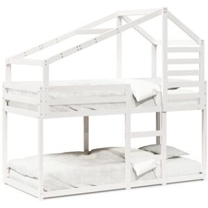 (white) vidaXL Bunk Bed with Roof Bed Frame Kids Twin Sleeper 90x200cm Solid Woo (white) vidaXL Bunk Bed with Roof Bed Frame Kids Twin Sleeper 90x200cm Solid Woo