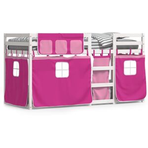 (white and pink, 90 x 190 cm) vidaXL Bunk Bed with Curtains Kids Twin Sleeper Bl (white and pink, 90 x 190 cm) vidaXL Bunk Bed with Curtains Kids Twin Sleeper Bl
