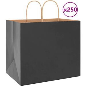 vidaXL Black Kraft Paper Bags 250 pcs Handles - Paper Bags vidaXL Black Kraft Paper Bags 250 pcs Handles - Paper Bags